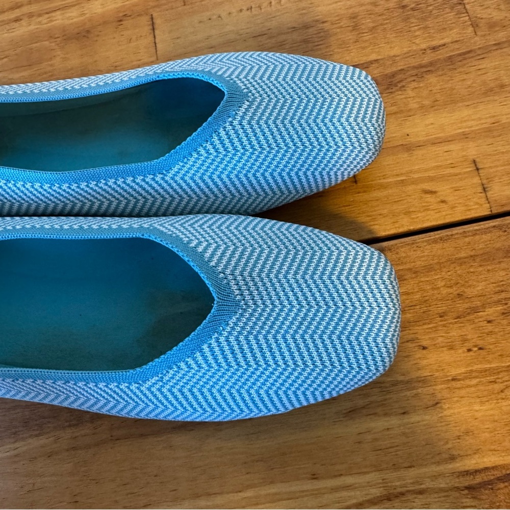 Vivaia Margot 2.0 V-Cut Washable Square Toe Flats Blue Stripe Knit Size 41 - Picture 4 of 7